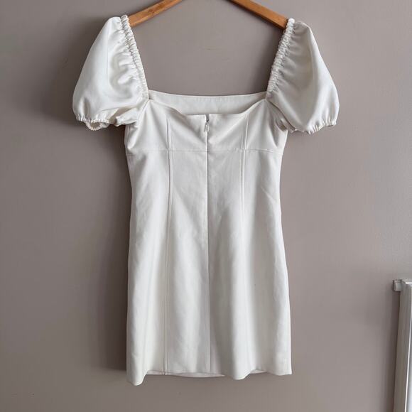 Cinq à Sept Havana Puff-Sleeve Mini Dress White Size 8 - Picture 4 of 6